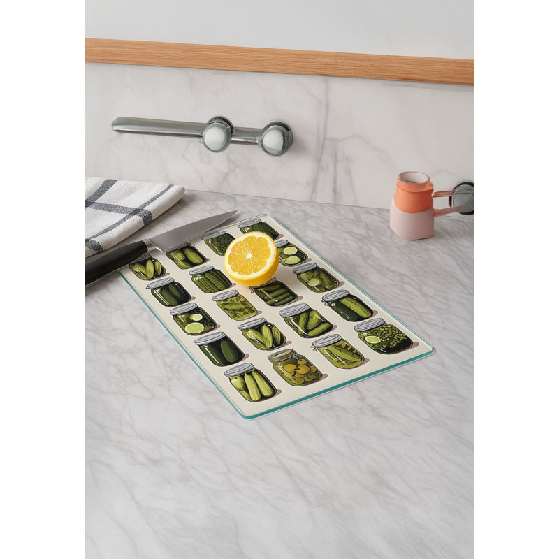 Premium Tempered Glass Cutting Board, 11.8 x 15.7 inches | 100% Antibacterial, Easy Clean Design with Non-Slip Silicone Feet | Ideal for Safe Food Preparation in Kitchen, Stylish & Functional