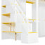 Lit mezzanine double compact, structure en bois massif, conception multifonctionnelle moderne pour les petites pièces