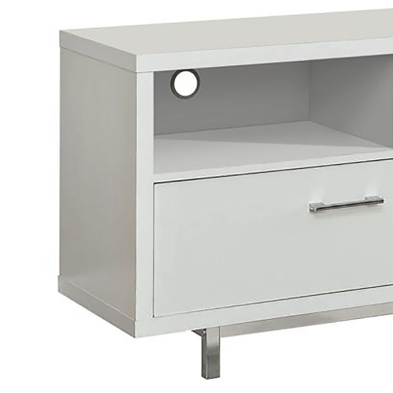 Console de rangement avec tiroir et télévision, Blanc
