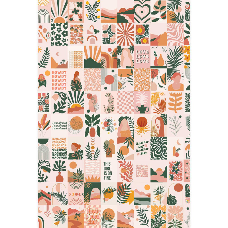 Papier peint à motif géométrique Mid-Century, L 72 po x l 48 po