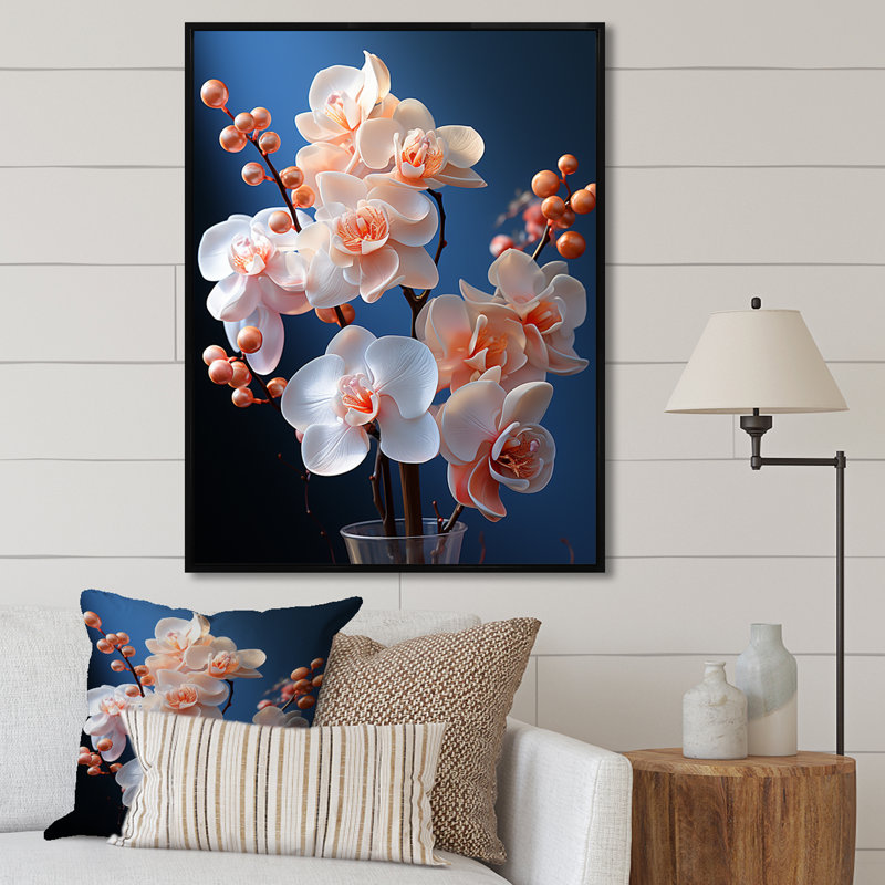 Magnifiques orchidées harmonieuses I, Cadre flottant noir, H 40 po x l 30 po x P 1,5 po
