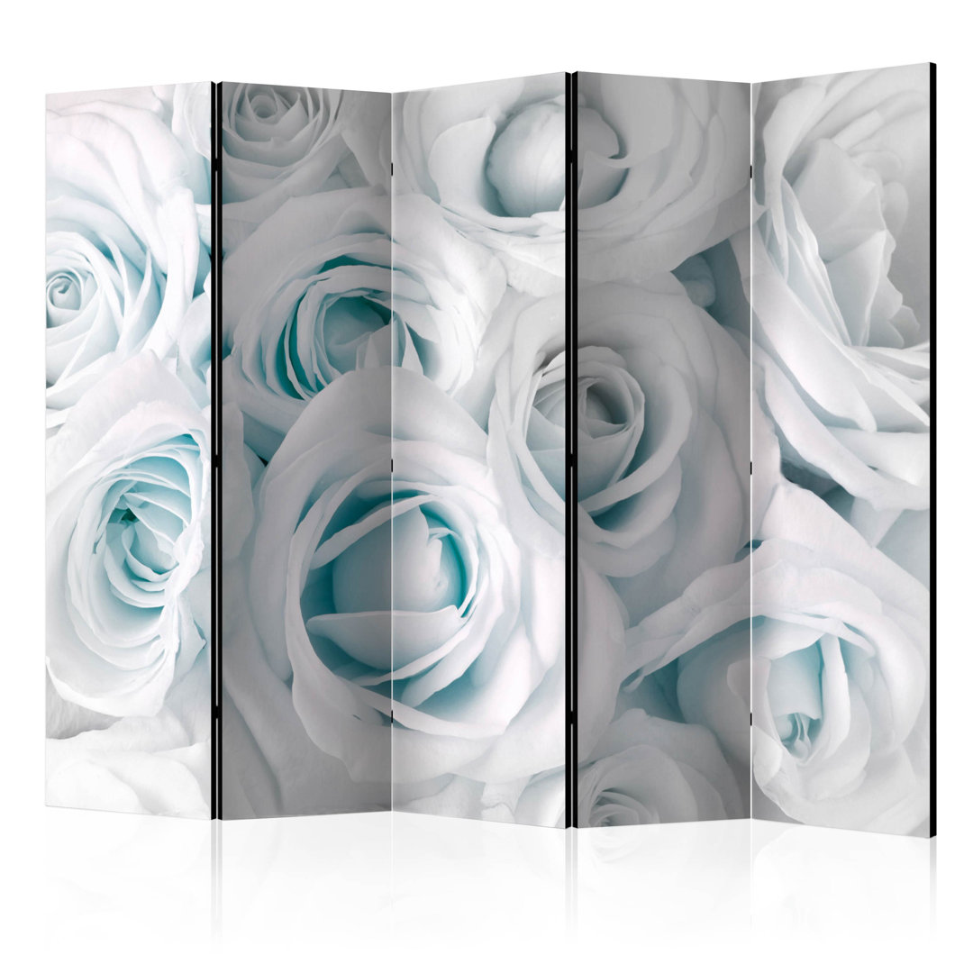 Paravent Satin Rose (Turquoise) II mit 5 Paneelen