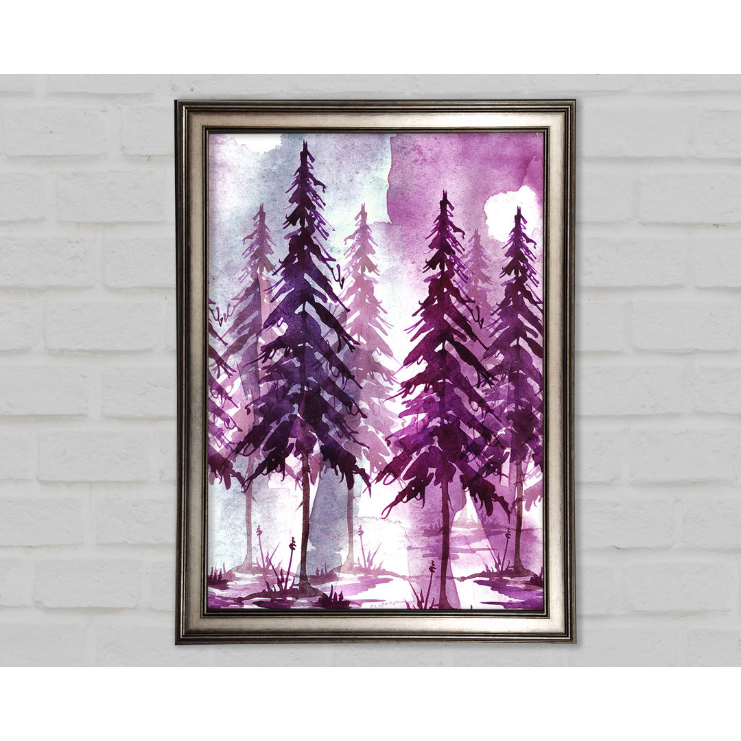 Purple Tree Line Gerahmter Druck