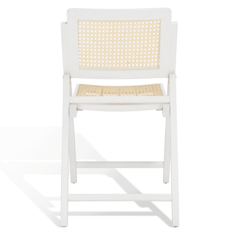 Safavieh Couture Desiree Rattan Patio Folding Chair Set of 2, White/Natural