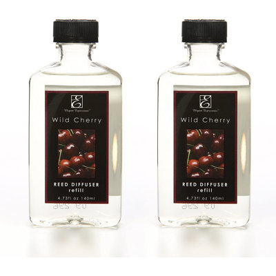 Recharge de parfum de roseau Hosley Wild Cherry, ensemble de 2 (140 ml chacune), recharge de parfum de maison longue durée pour aromathérapie, salon, salle de bain et bureau