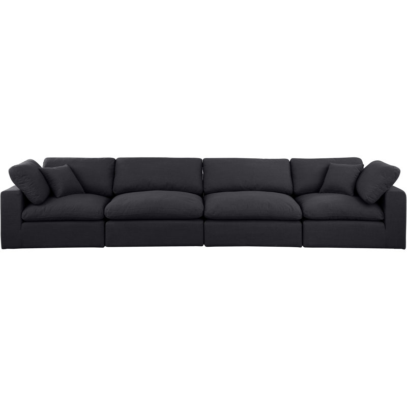 Canapé modulaire en lin 158 po Hollynd, Tissu texturé en lin noir