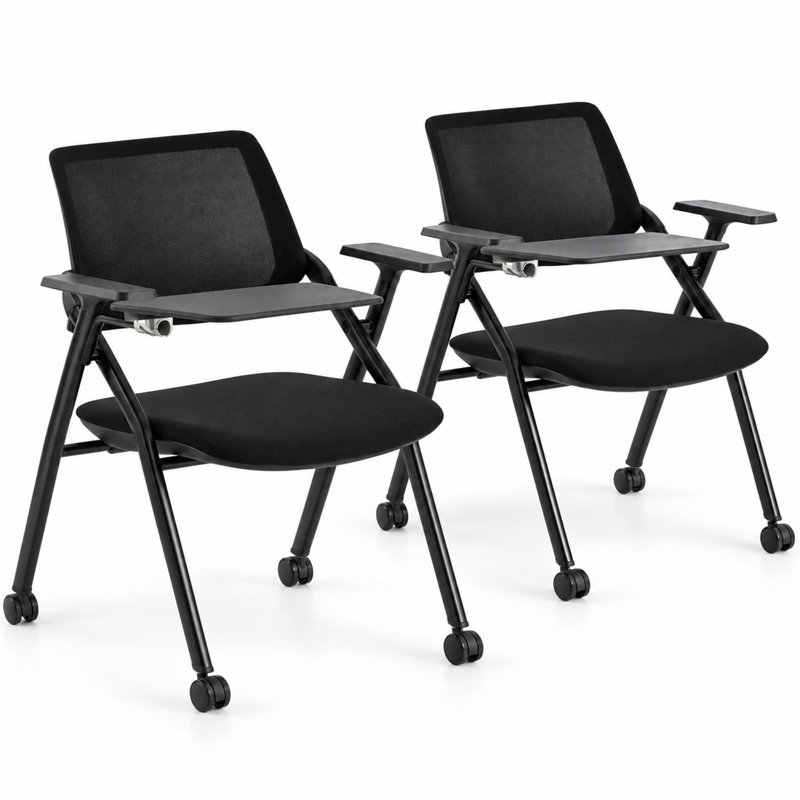 Okeysen Foldable Mobile Training Chair with Right-Handed Writing Tablet Arm BIFMA-Certified