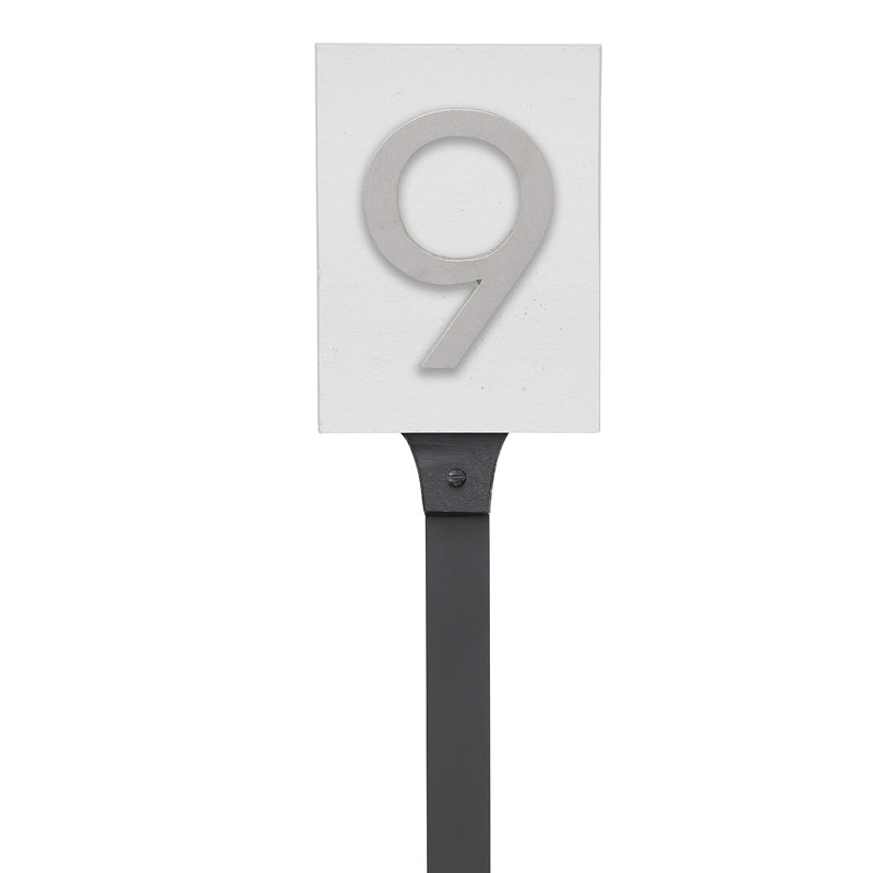 Enseigne d’adresse flottante sur 1 ligne, Blanc, Aluminium brossé, Oui