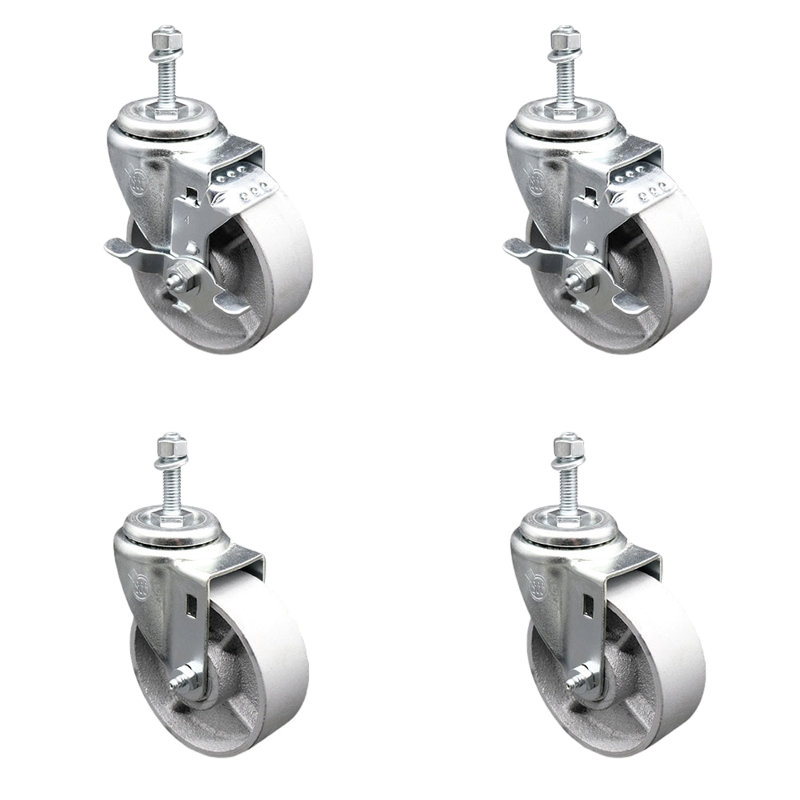 Roulettes à tige filetée - Roue de 4 po et tige de 10 mm