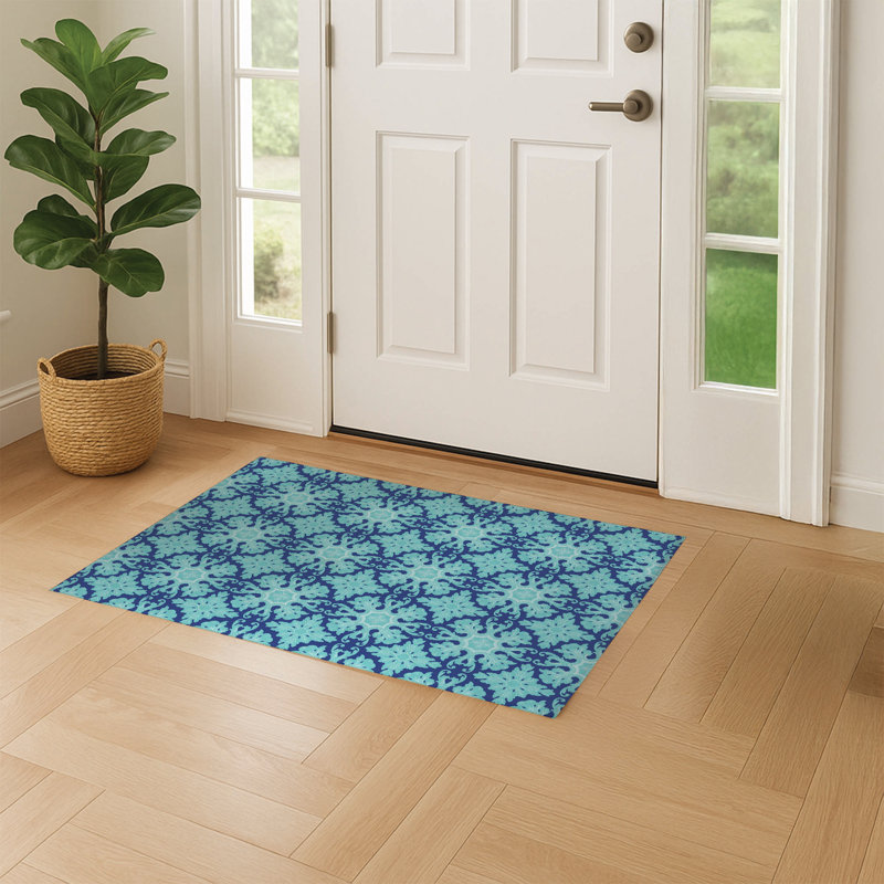 Paillasson Damask, Vert/bleu, L 48 po x L 72 po