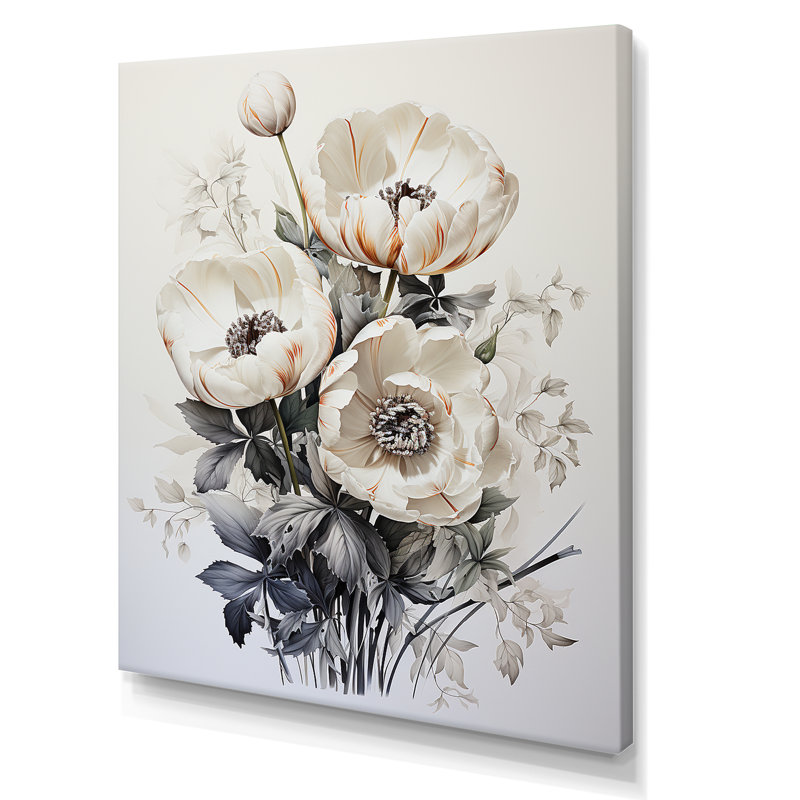 Minimalisme, tulipes blanches, symphonie III sur toile, H 40 po x l 30 po x P 1,5 po, Toile tendue