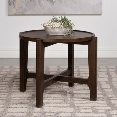 Table de bout ronde en bois massif (table incluse seulement)