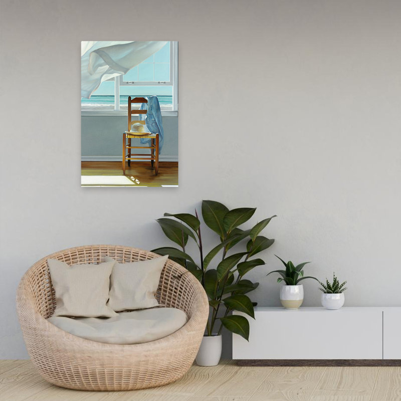 Deep Breathing - Coastal Floral and Still Life Chairs Hats Art, H 24 po x l 16 po