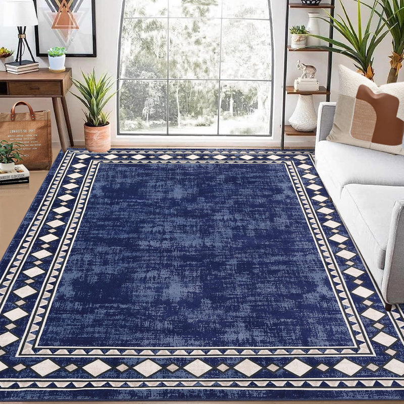 Area Rugs Modern Area Rug Non-Slip Washable Rugs Carpet Rugs for Living RoomBedroomDining Room, Blue, Rectangle 4' x 6'