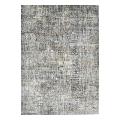 2' X 3' Ivory Gray And Orange Abstract Area Rug