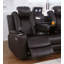 Appuie-tête électrique inclinable électrique en cuir respirant avec table rabattable, porte-gobelets sans fil et éclairage ambiant-680475028