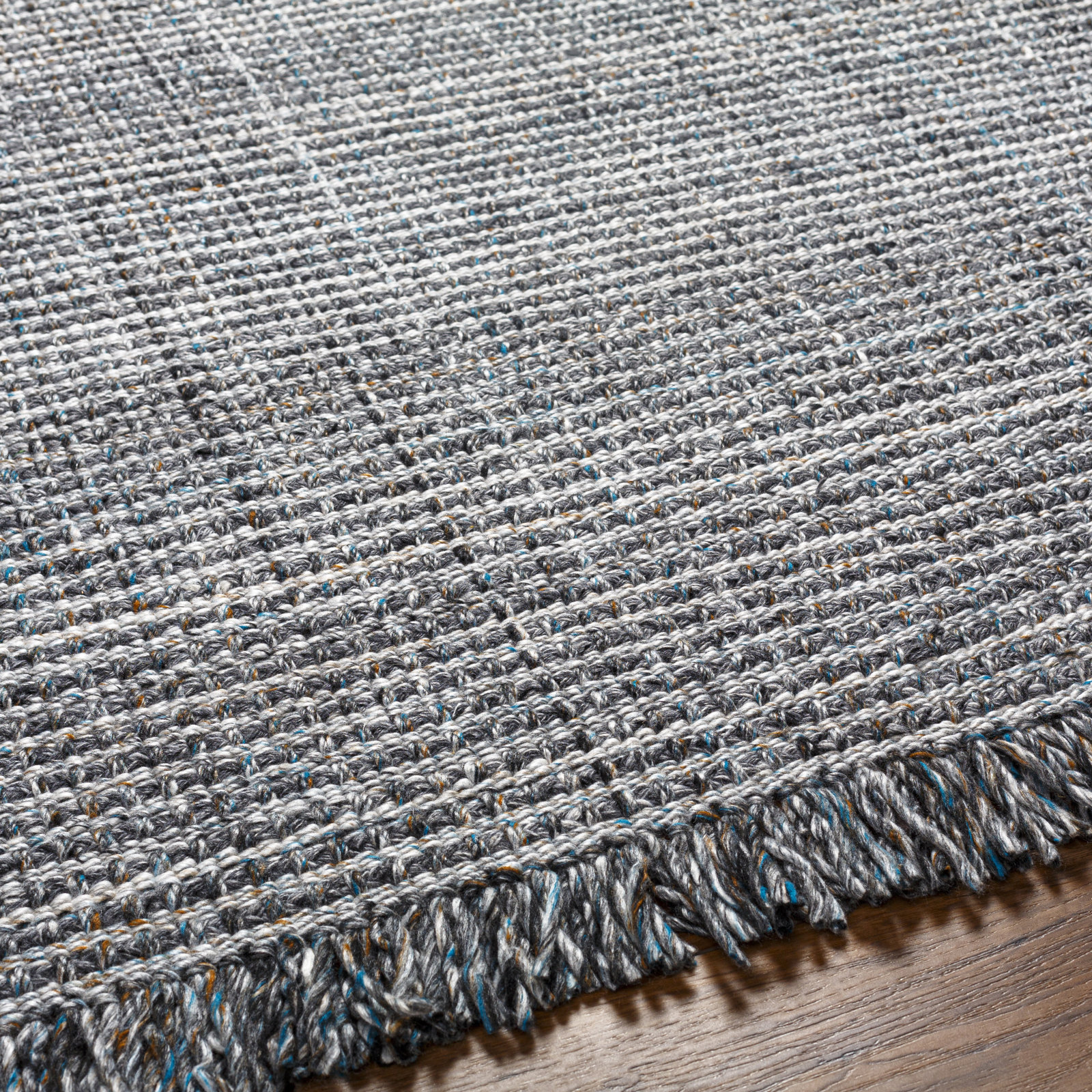 Viewcrest Hand-Woven Slate Blue Striped Rug, Rectangle 12' x 15'