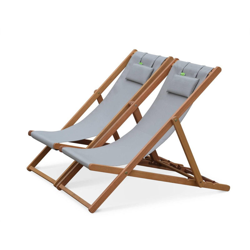 Graydon Folding Deck Chair, Light Grey