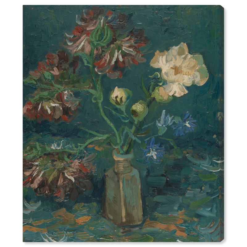 «Van Gogh Blau Van Gogh Fields and Floral», art mural par Art Remedy, Toile tendue, H 20 po x l 16 po