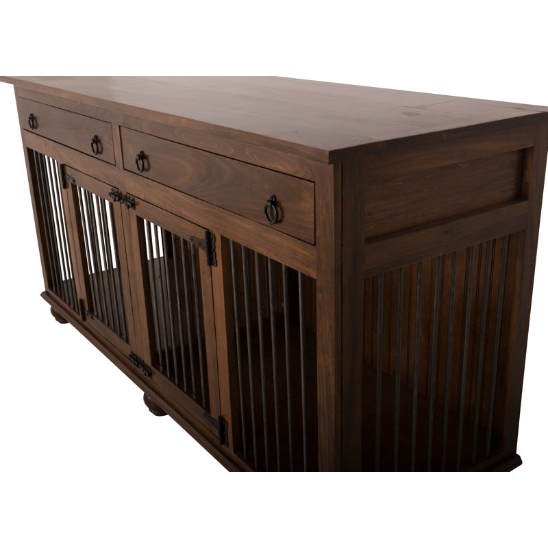 Aarav Wood Furniture Style Crate with 2 Doors, Medium (40" H x 76.25" W x 25" D), Caribbean Rum, Autumn Sage