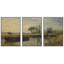 Rural Landscape " Riverside Pastoral Scene Rustic Country Life Nature Landscape Illustrations Modern Art Decor Rustic " 3 - Pieces-98696296-98696293
