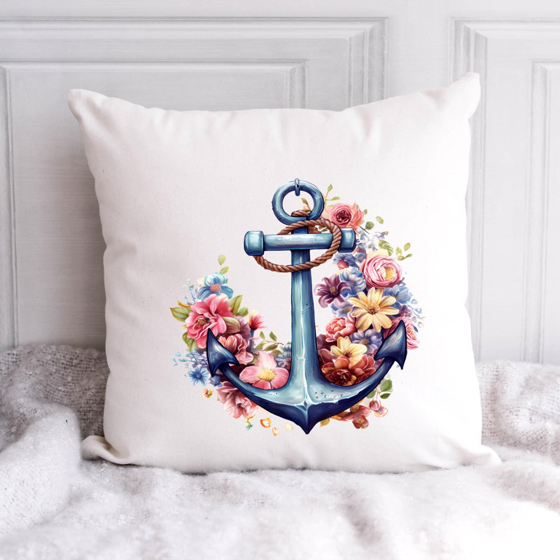 Nautical Sea Life_211 - Coussin décoratif en polyester, H 20 po x l 20 po