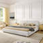Très grande base de lit tapissier de style très moderne avec tête de lit incurvée de grande taille, tissu en fil de cercle de qualité supérieure et support de pieds robuste, matelas non inclus-459043761-336883890-459043766