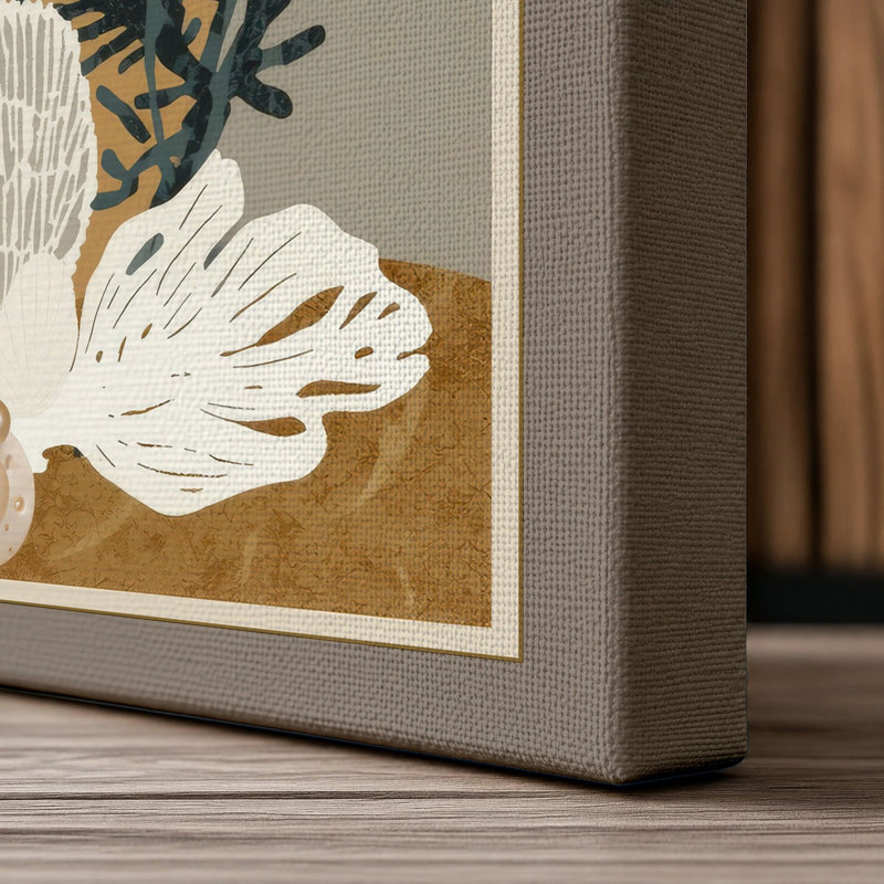 Pressed Collage Botanical - Wrapped Canvas, 18x12 - 45.7 x 30.5 cm, Taupe Border