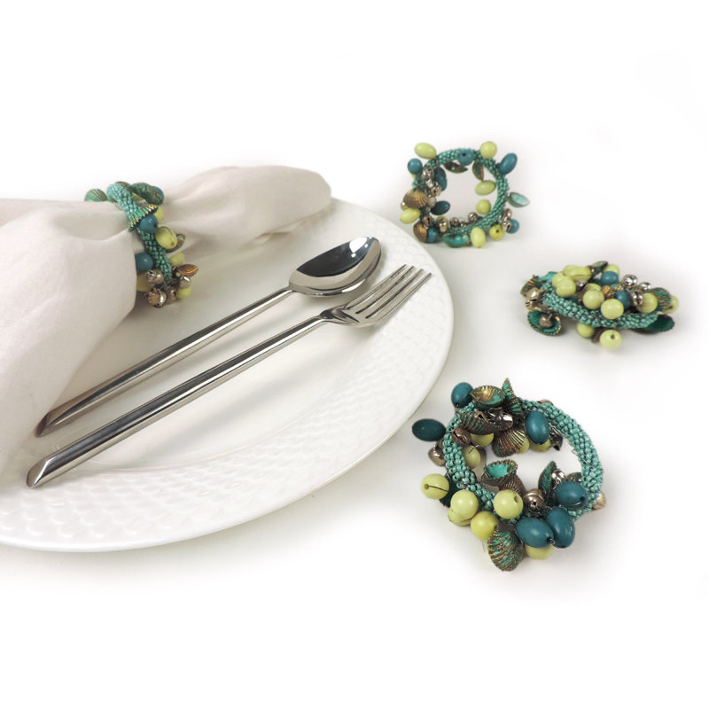 Rond de serviette Boho, Turquoise