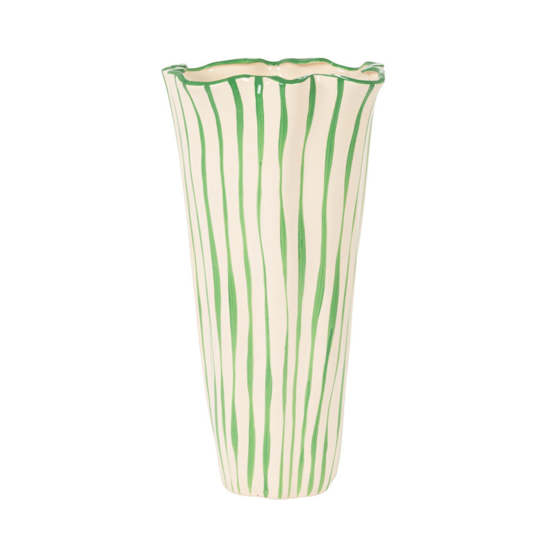 Vase rayé en grès festonné