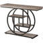 Console industrielle de 41,3 po, canapé gris à 4 niveaux avec cadre métallique circulaire unique et tablettes de rangement, table d'appoint étroite pour le salon, le couloir et le vestibule