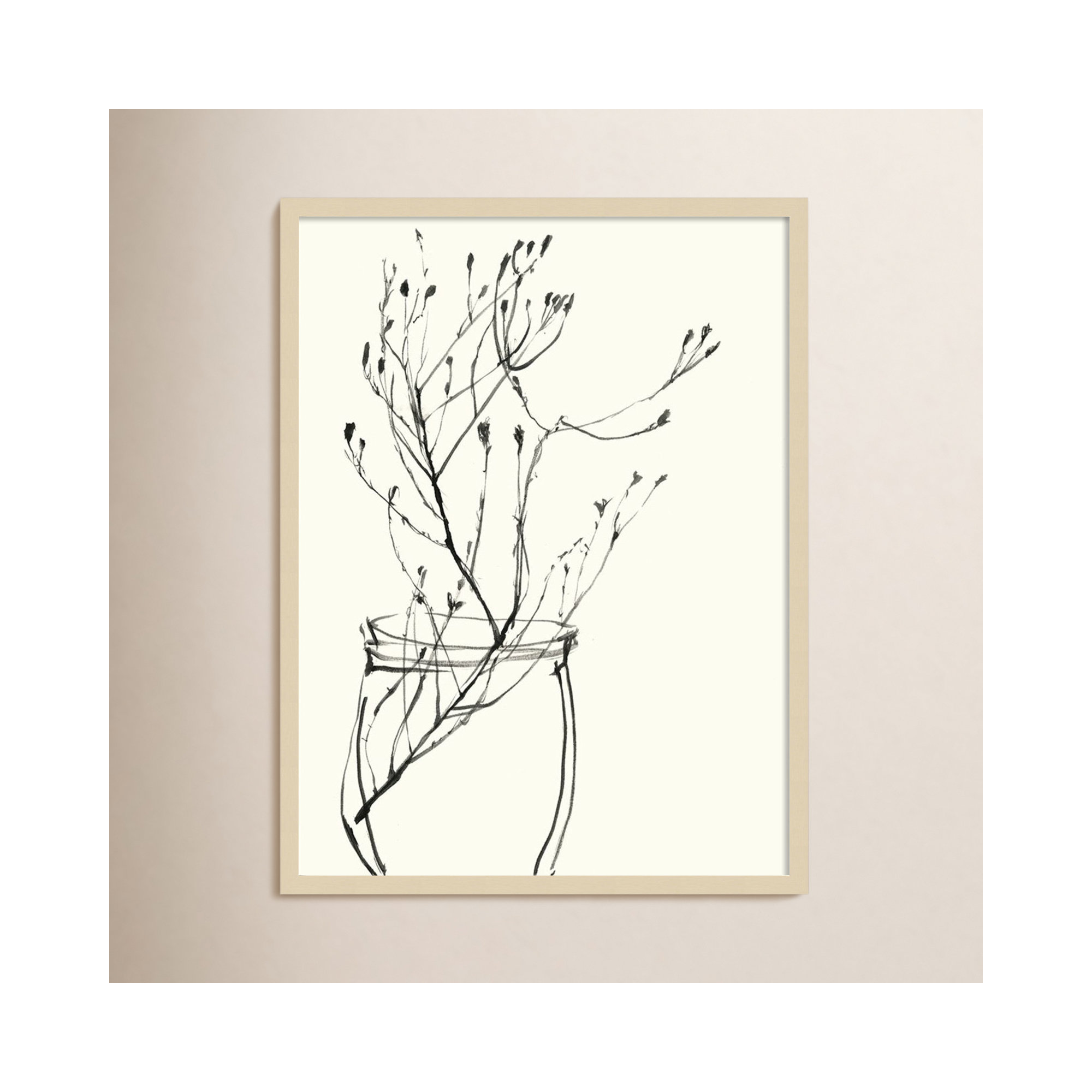 Naive Flower Sketch VI by Jennifer Goldberger, Brown, 33" H x 25" W