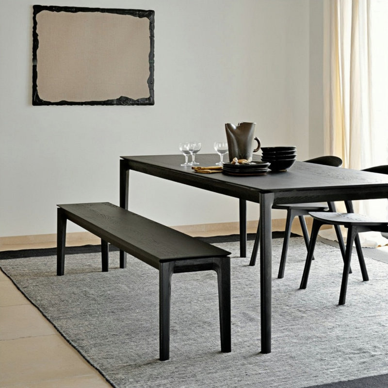 Banc en bois massif Nootan, H 17,71 po x l 62,99 po x P 13,77 po