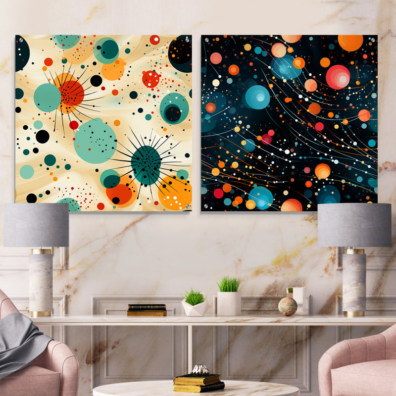 Cloyed - Ensemble de 2 verres muraux abstraits en acrylique, H 30 po x l 61 po