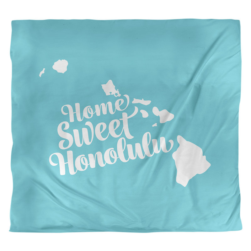 Housse de couette honolulu hawaii, Housse de couette pour très grand lit, Bleu sarcelle, Microfibre
