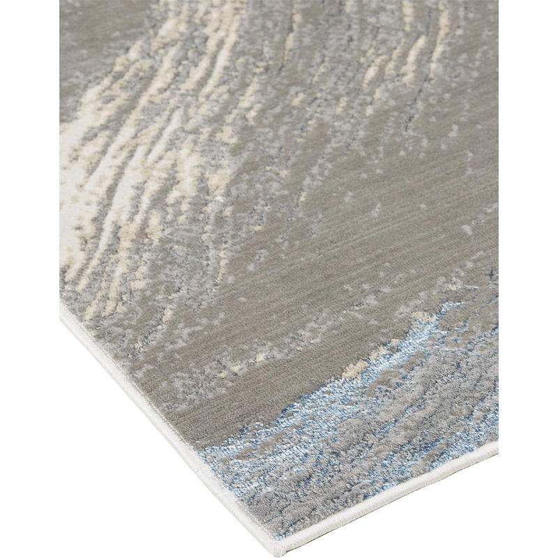 Nikola Abstract Power Loom Grey Area Rug, Rectangle 3'11" x 6'