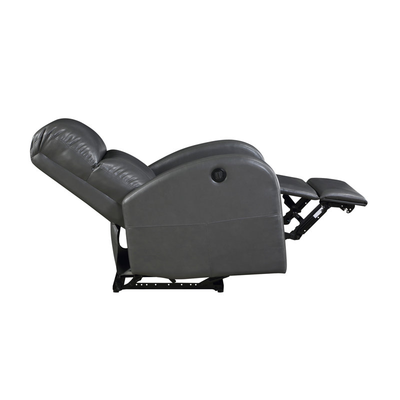Power Reclining Chair 1Pc Gray Faux Leather Upholstered Modern Contemporary Power Motion Reclining, Gray