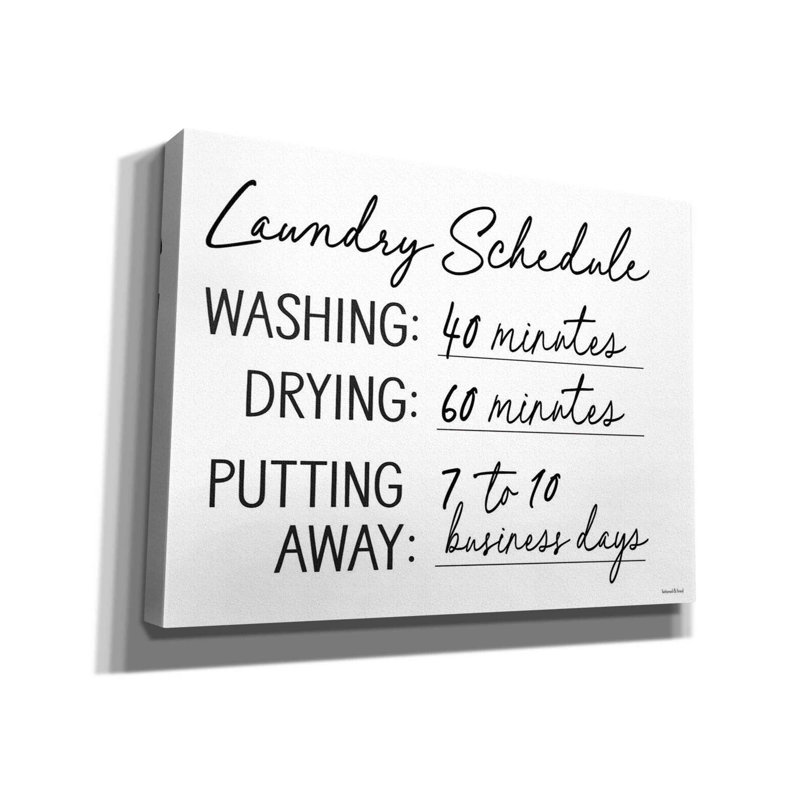 Horaire de lavage Harmina par lettres et doublure - impression, H 12 po x l 16 po x P 0,75 po