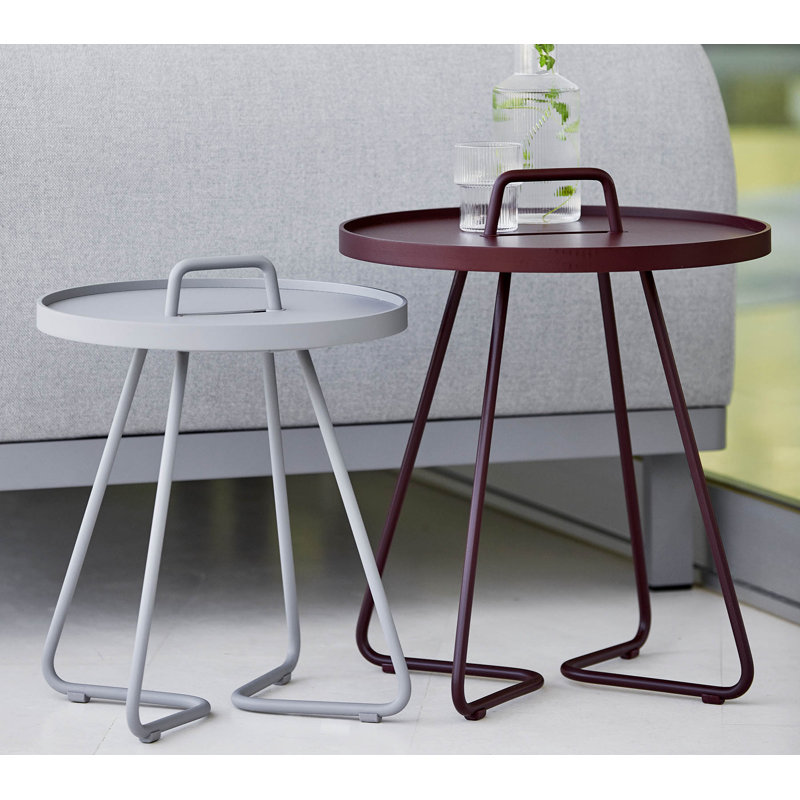 On-the-Move Outdoor Round Side Table, 17.4", Light Gray