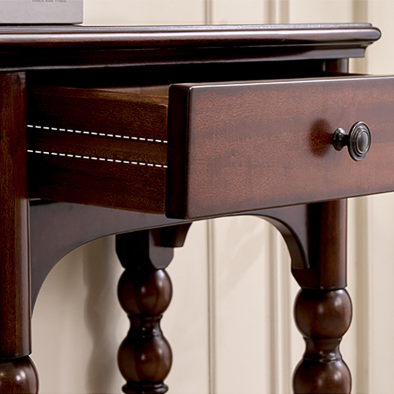 Retro Solid Wood Console Table with 2 Drawers