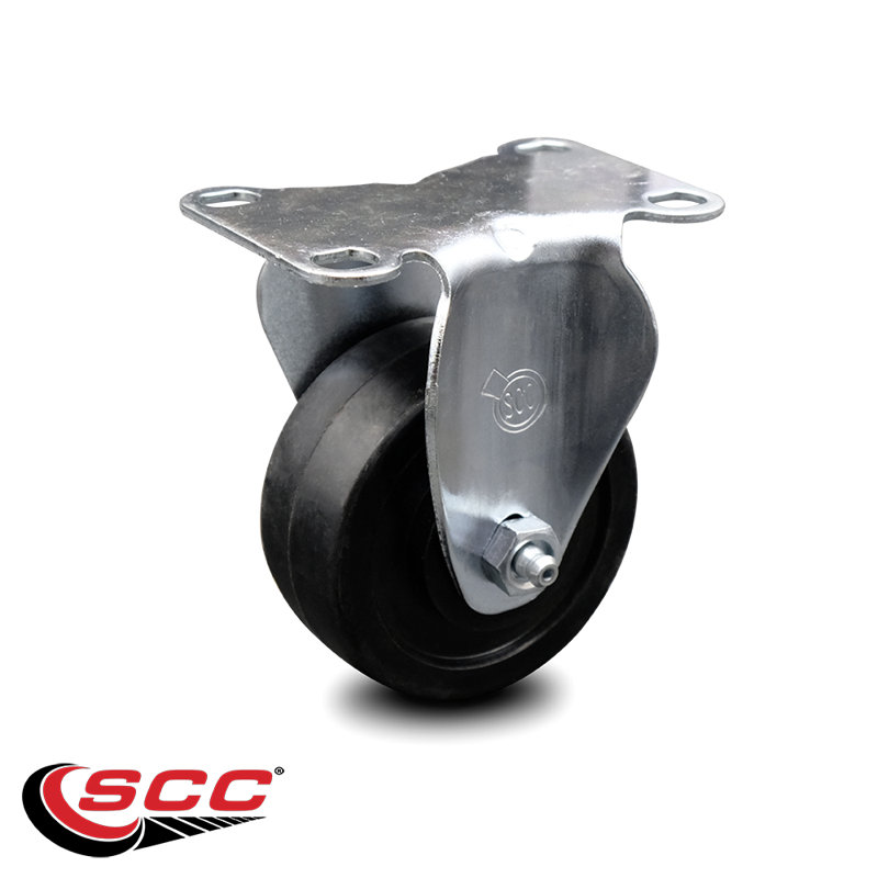 Rubber Rigid Top Plate Caster, 3.5" H x 3.5" W x 3.5" D