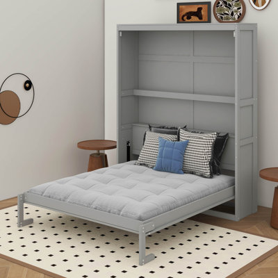 Grand lit escamotable mural avec tablettes