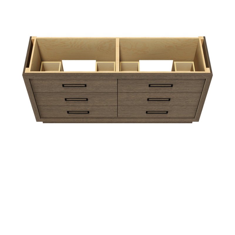 Avalon Double Drawer Bath Vanity, Smoked Modern, 72", Matte Black