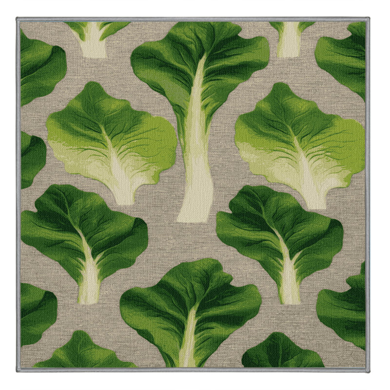 Washable Lettuce Butterhead Vegetables Area Rug, Square 4'