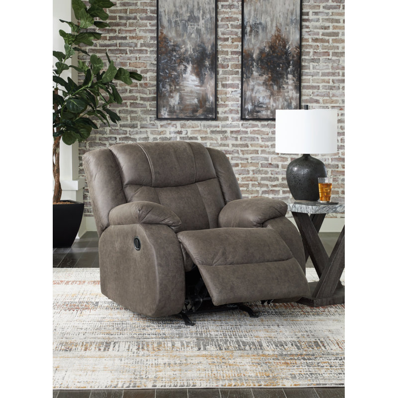 Gray Faux Leather Contemporary Recliner with Metal Frame
