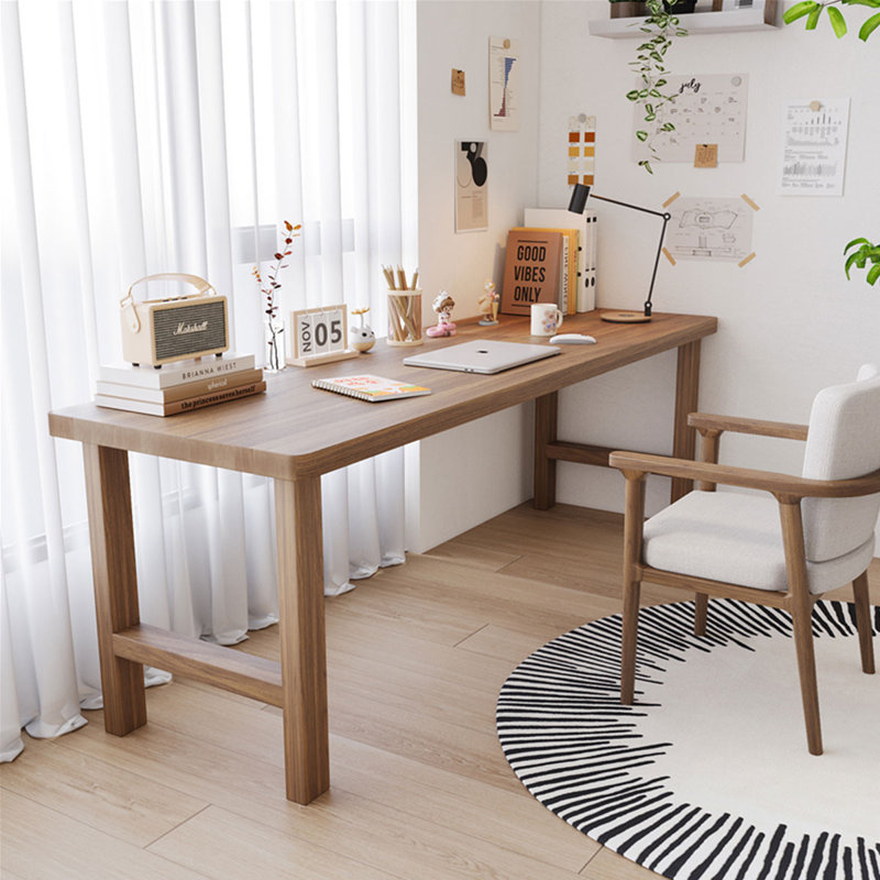 Bureau rectangulaire brun en bois massif, H 29,53 po x l 78,74 po x P 23,62 po