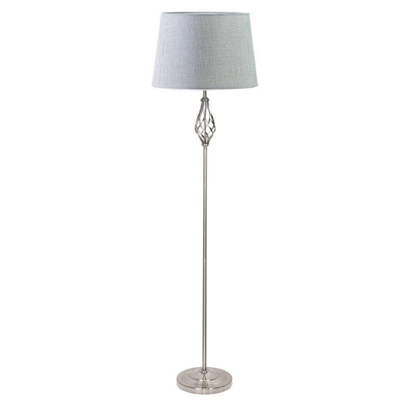 Backus 165cm Traditional Twist Floor Lamp, Silver, Grey