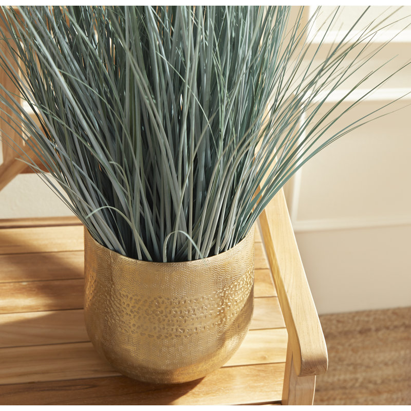32'' Faux Blue Oat Grass in Black Round Pot