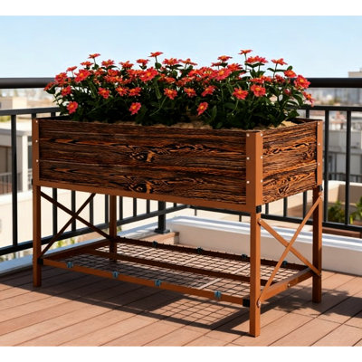 Jardinière surélevée avec tablette inférieure et doublure non tissée 37 gallons de terre, 22 lb de poids, 41 po x 20,5 po x 10,25 po de pieds de jardinage intérieur, espace de culture en tissu de rangement 41 po x 20,5 po, capacité, hauteur de 30 po