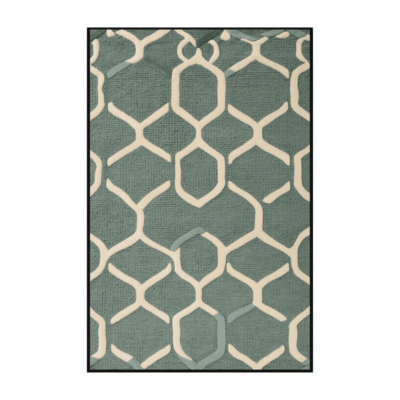 Tapis gris en treillis lavable à la machine, Rectangle 5 pi x 7 pi